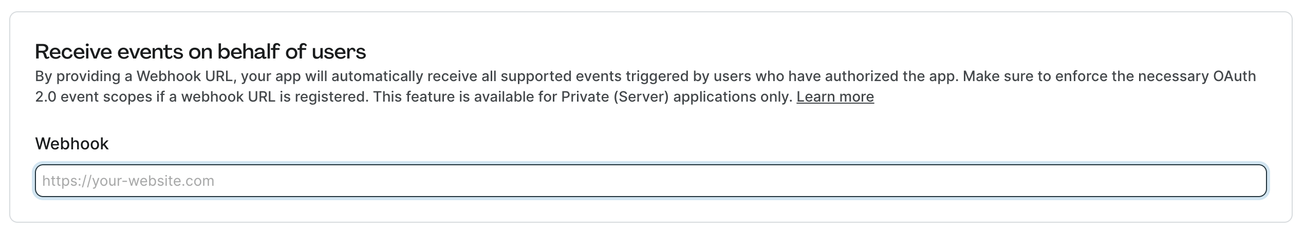 App Webhook Configuration