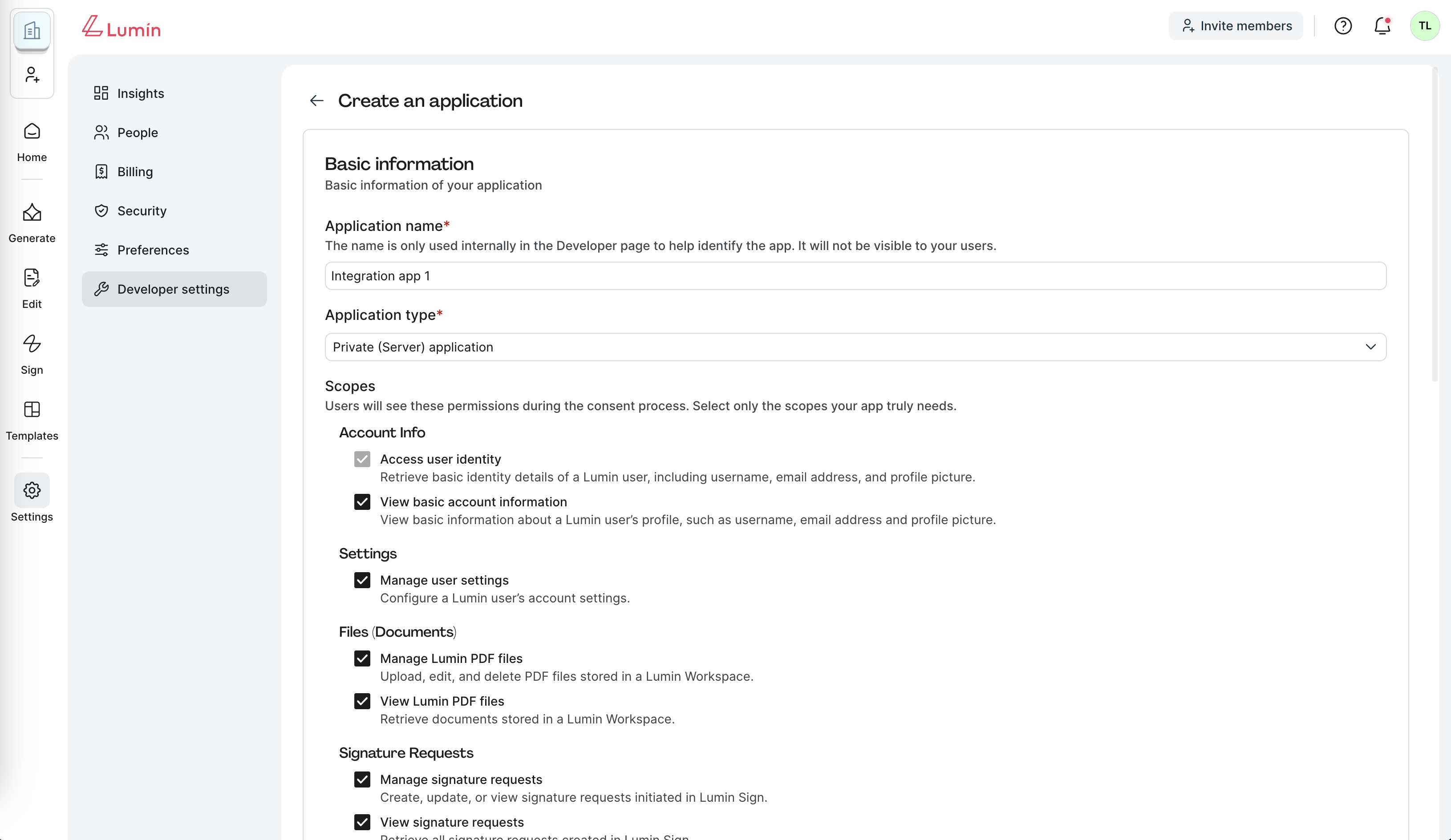 Create Application Form